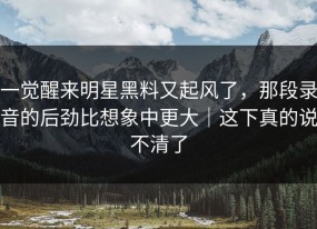 一觉醒来明星黑料又起风了，那段录音的后劲比想象中更大｜这下真的说不清了
