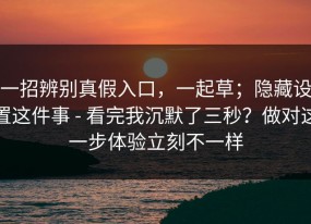 一招辨别真假入口，一起草；隐藏设置这件事 - 看完我沉默了三秒？做对这一步体验立刻不一样