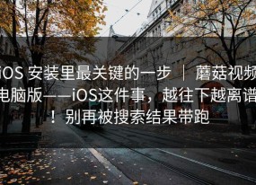 iOS 安装里最关键的一步 ｜ 蘑菇视频电脑版——iOS这件事，越往下越离谱！！别再被搜索结果带跑