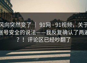 风向突然变了 ｜ 91网 - 91视频，关于账号安全的说法——我反复确认了两遍？！评论区已经吵翻了