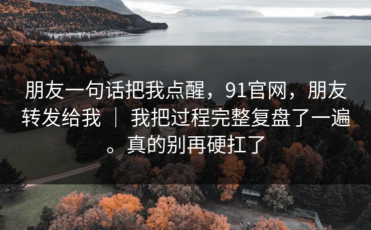 朋友一句话把我点醒,91官网,朋友转发给我 | 我把过程完整复盘了一遍。真的别再硬扛了 朋友一句话把我点醒,91官网,朋友转发给我 | 我把过程完整复盘了一遍。真的别再硬扛了
