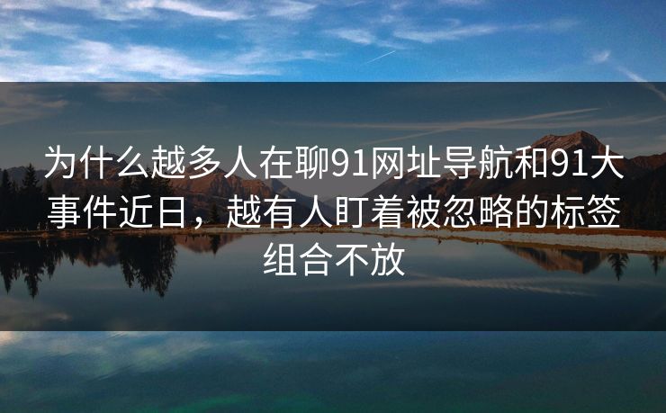 为什么越多人在聊91网址导航和91大事件近日，越有人盯着被忽略的标签组合不放